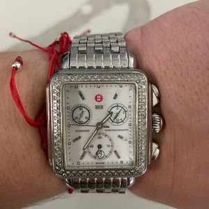 Michele Deco Chronograph Stainless Steel & Diamond Women’s Swiss Luxury Watch.